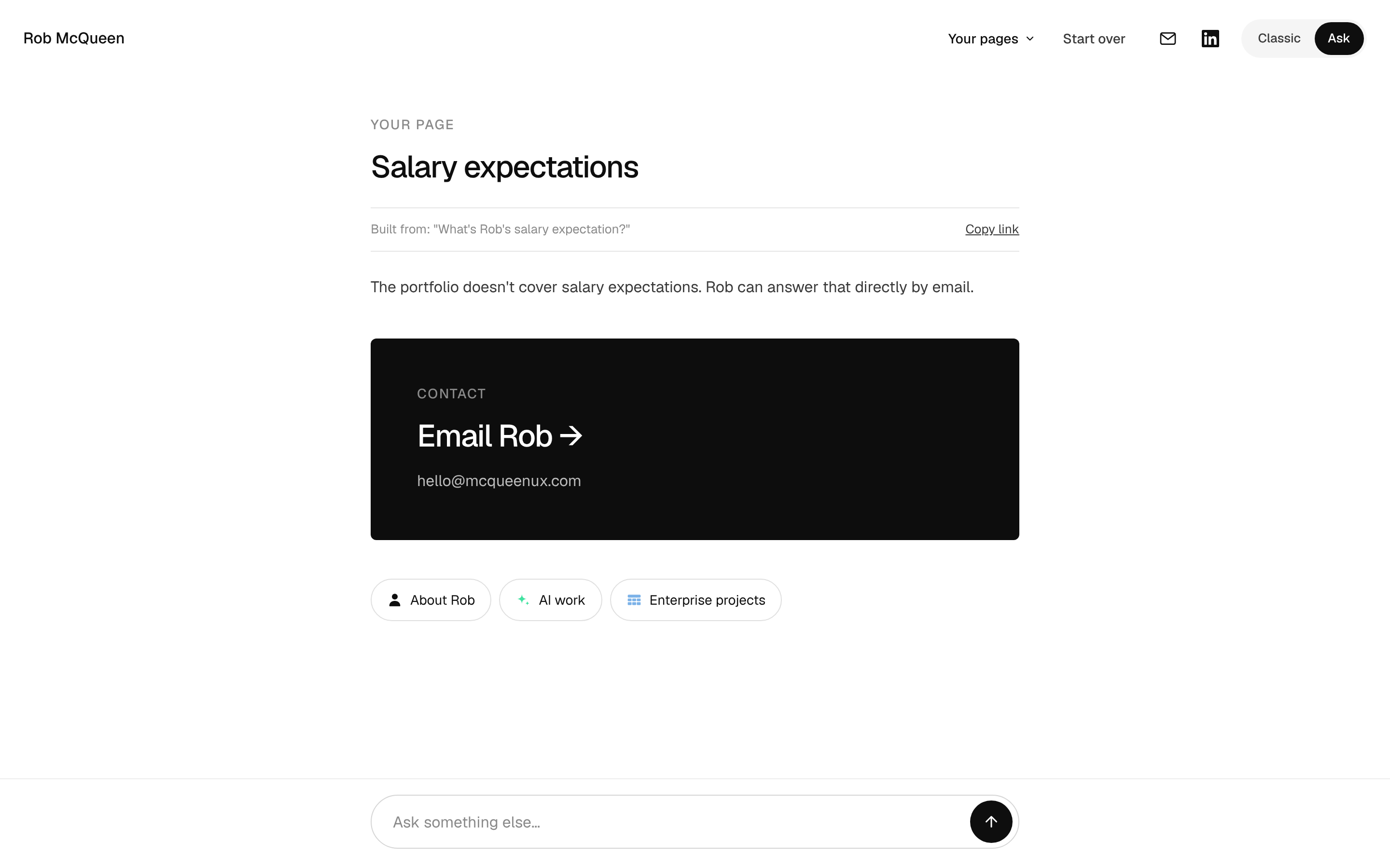 Generative UI portfolio — outcome